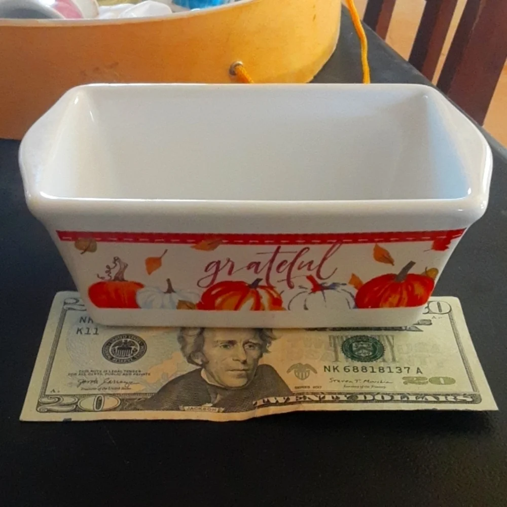 Grateful Ceramic Loaf Pan - White and Orange (Royal Norfolk)